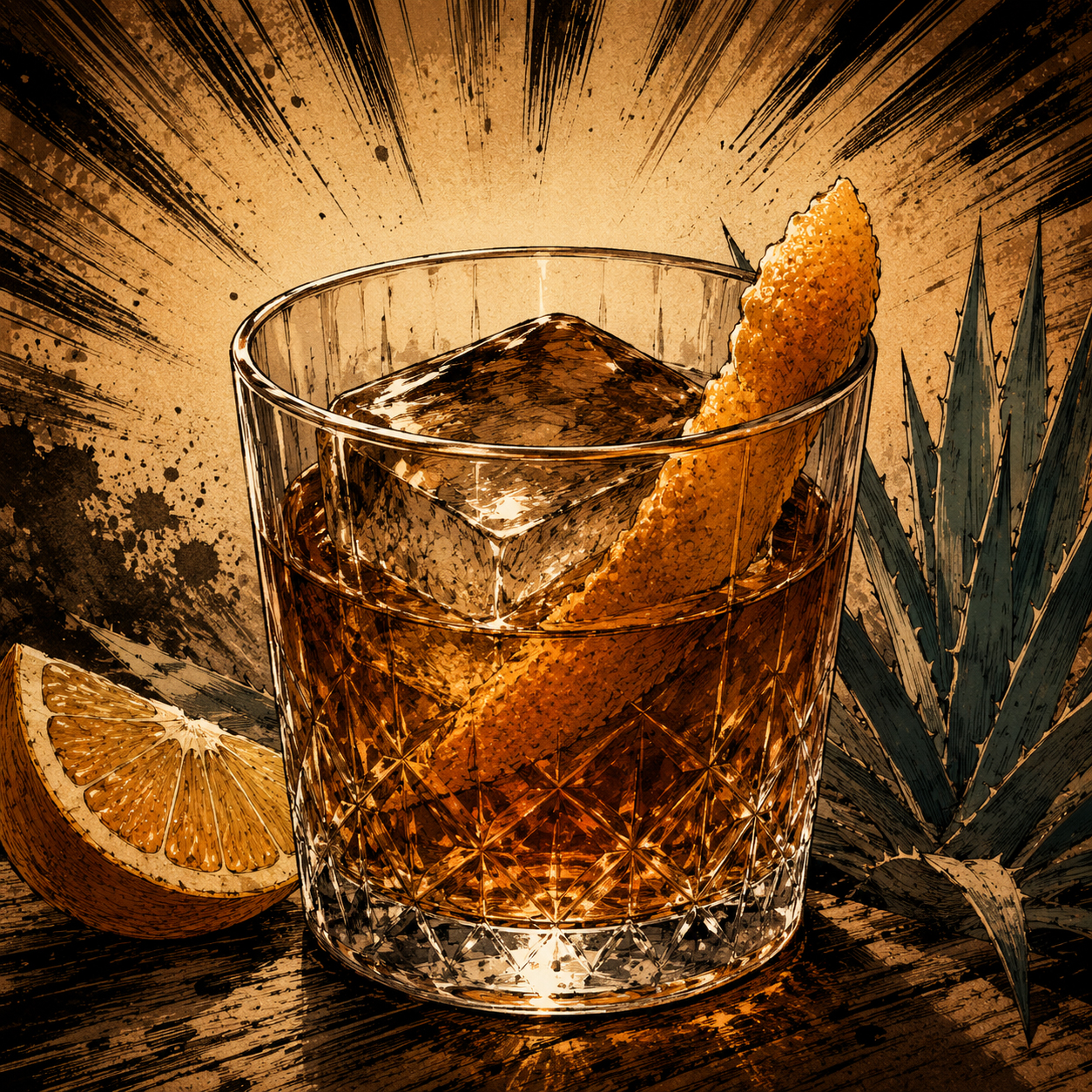Square thumbnail illustration of the Oaxaca Old Fashioned for archive cards.