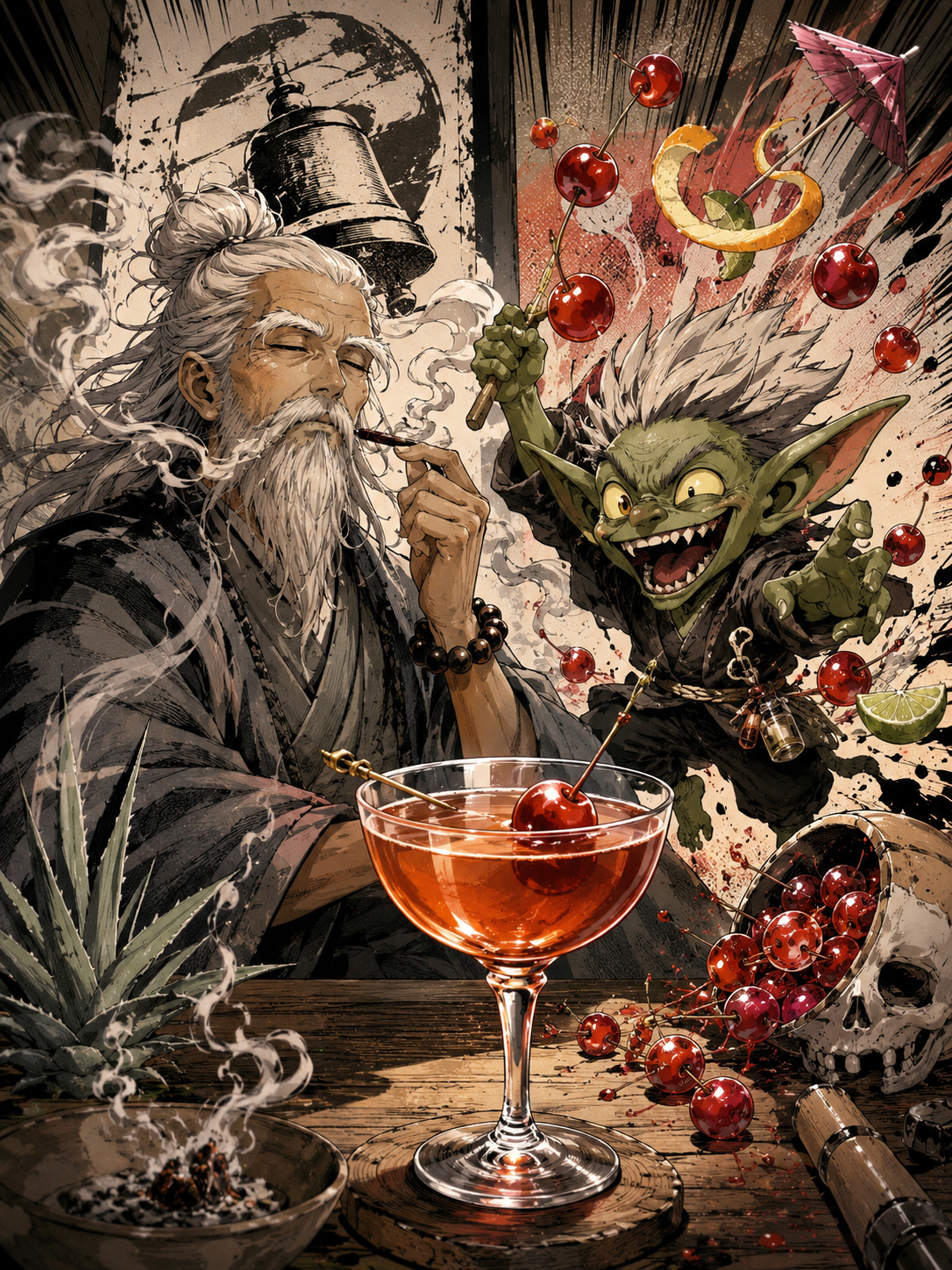 Manga note poster for the Division Bell with Smoke Sensei and the Label Goblin.
