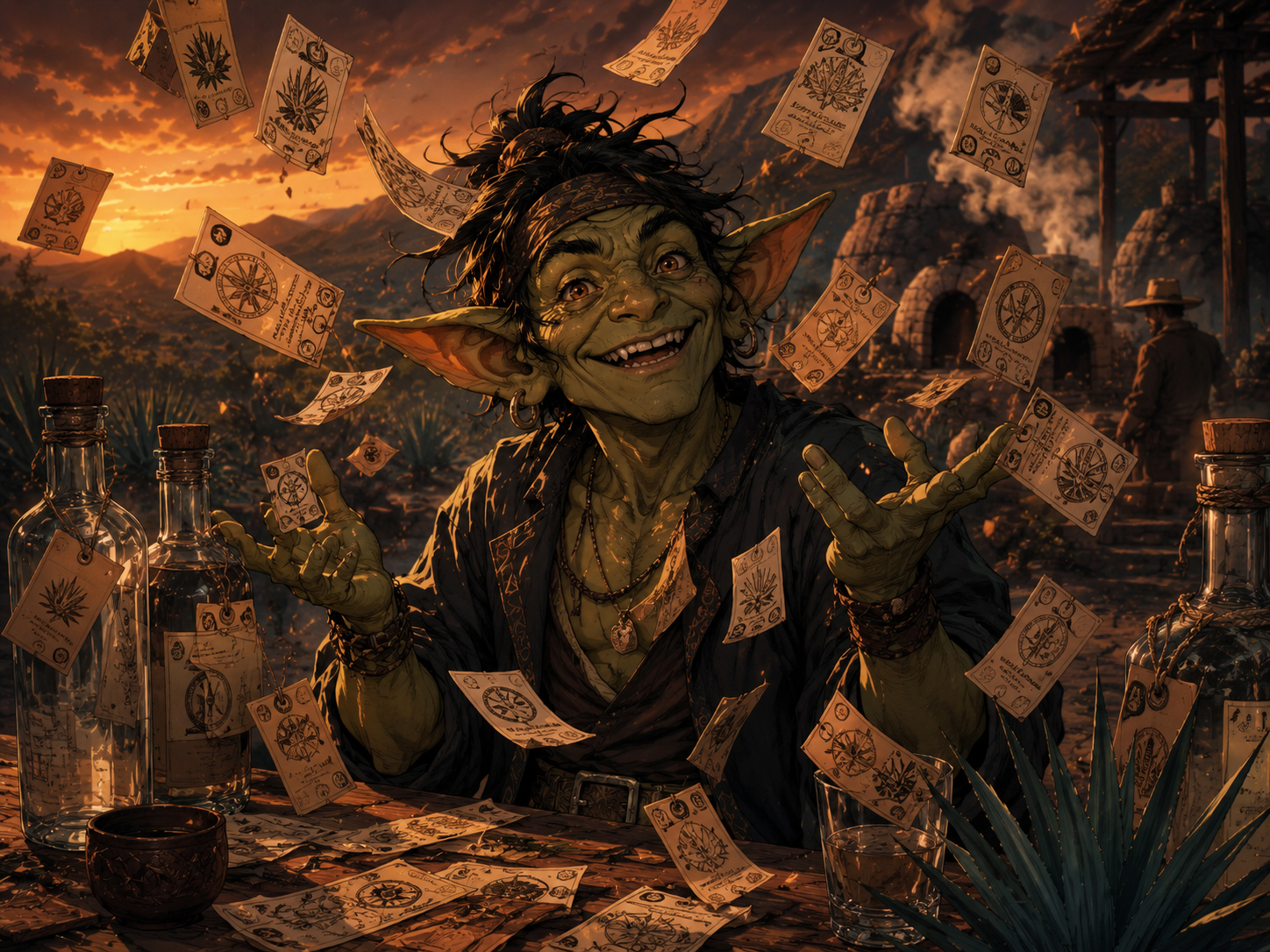 The Label Goblin creating confusion with mezcal label paperwork.